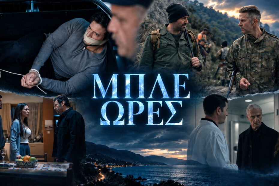Ο Βαγγέλης Κακουριώτης και η Ιζαμπέλλα Φούλοπ ως Άγγελος και Εύα στην πρεμιέρα της σειράς Μπλε Ώρες του ΣΚΑΪ.