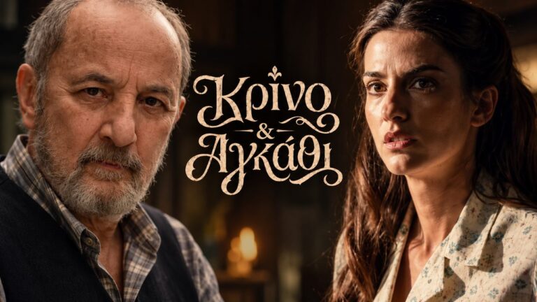 Ο Στέλιος Μάινας ως Στέλιος Δρογούτης και η Αναστασία Παντούση ως Λευκή Δρογούτη στη δραματική σειρά Κρίνο και Αγκάθι του ΑΝΤ1.
